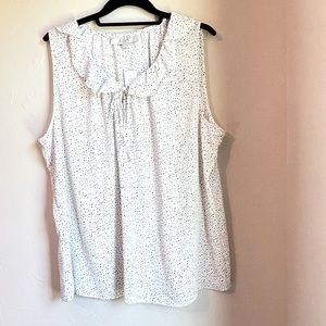 LOFT | Dotted Ruffle Tie Neck Top